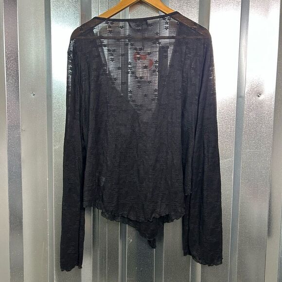 Cider NWT Black Lace Floral Goth Long Sleeve Crop Mesh Sheer Top Womens 4XL - Picture 10 of 13